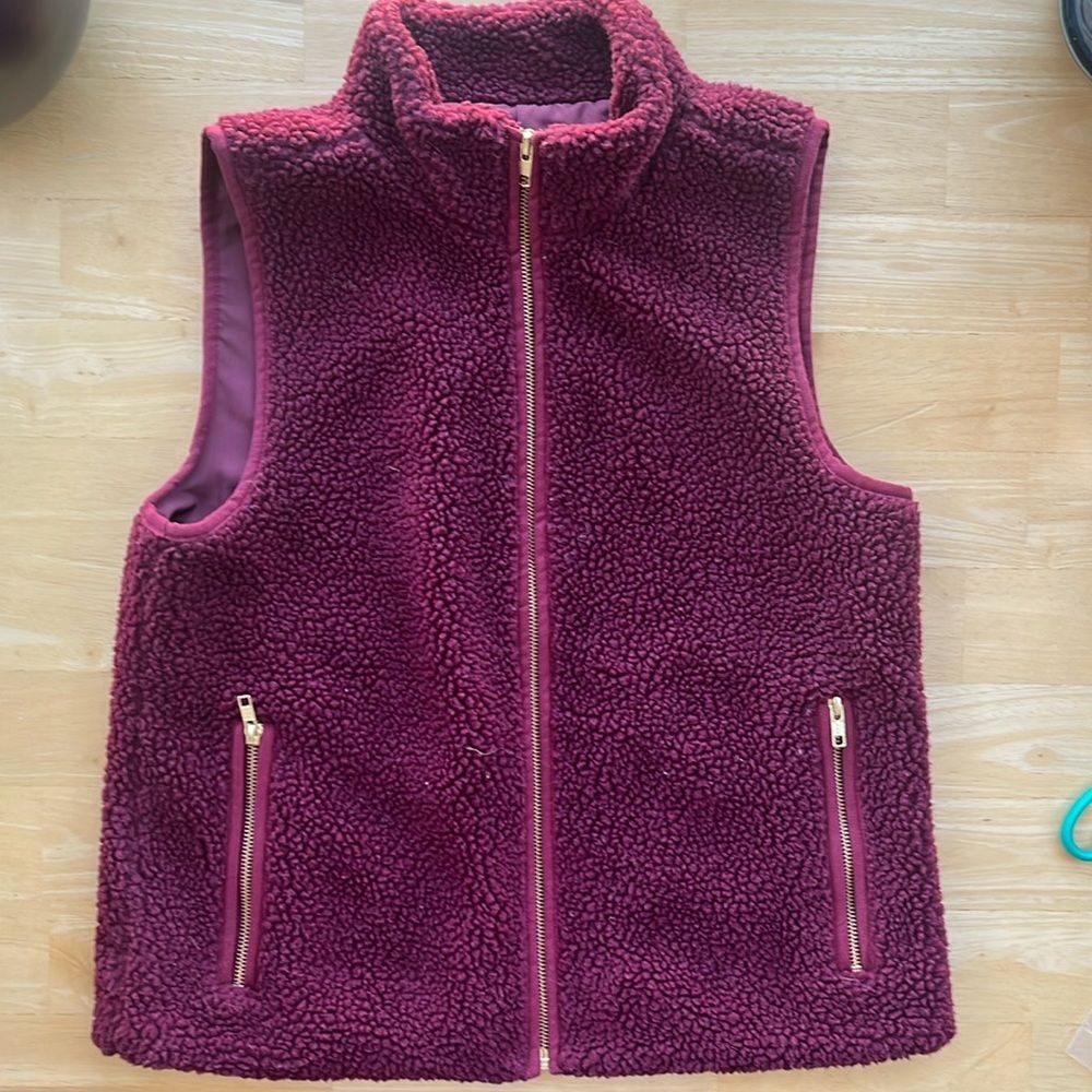 J CREW Red Sherpa Vest Small